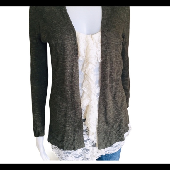 GAP Sweater/Cardigan With Open Front & Long Sleeves Olive Green Size XS - Picture 6 of 12